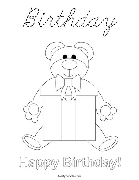 Birthday Bear Coloring Page