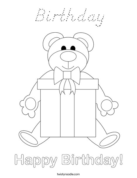 Birthday Bear Coloring Page