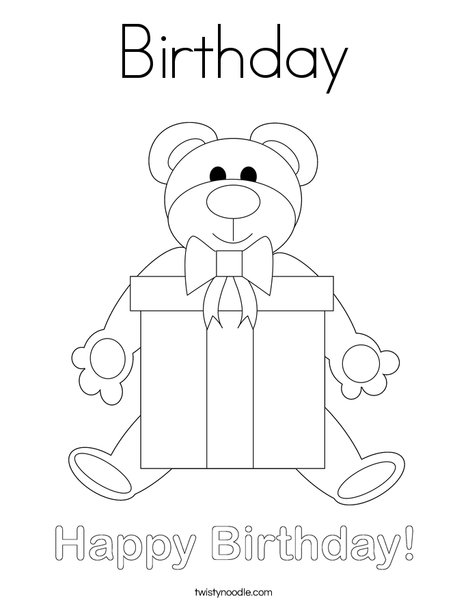 Birthday Bear Coloring Page