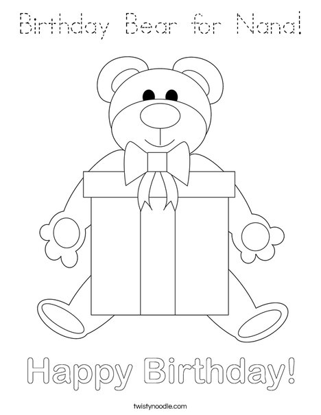 Birthday Bear Coloring Page