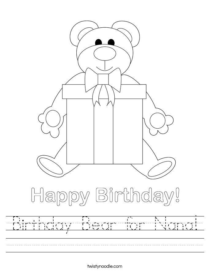 Birthday Bear for Nana! Worksheet