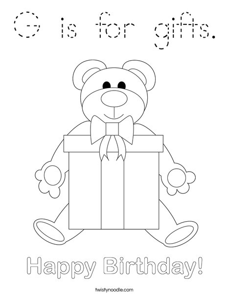 Birthday Bear Coloring Page