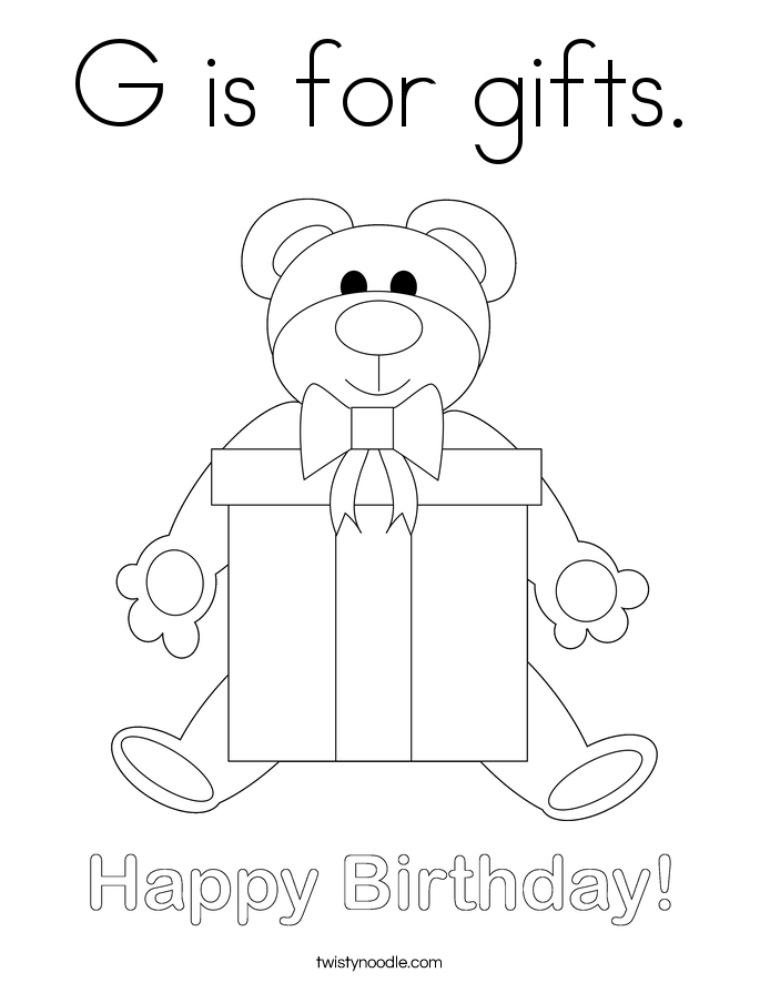 G is for gifts. Coloring Page