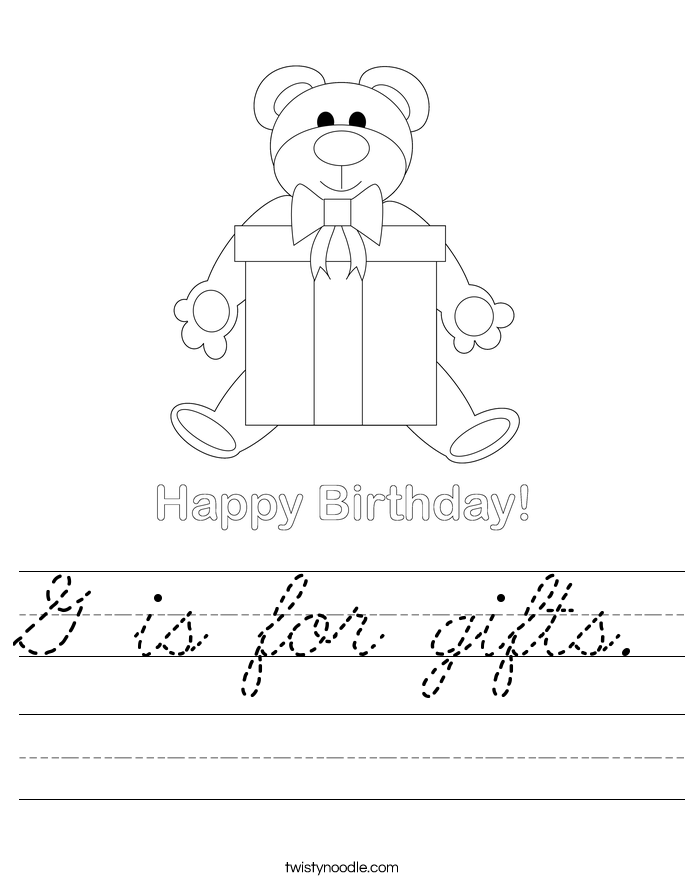 G is for gifts. Worksheet