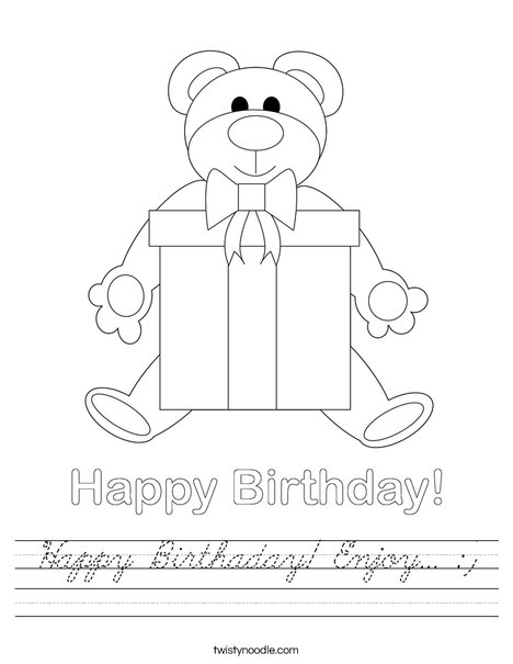 Birthday Bear Worksheet