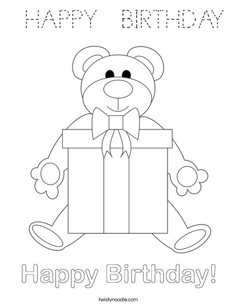 Birthday Bear Coloring Page