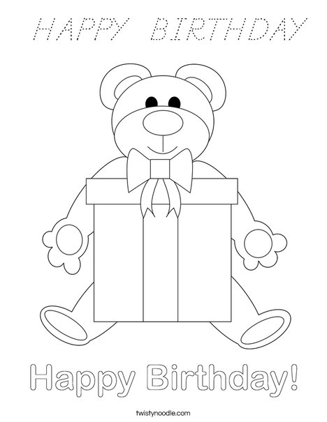 Birthday Bear Coloring Page