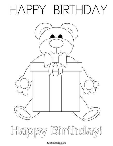 Birthday Bear Coloring Page
