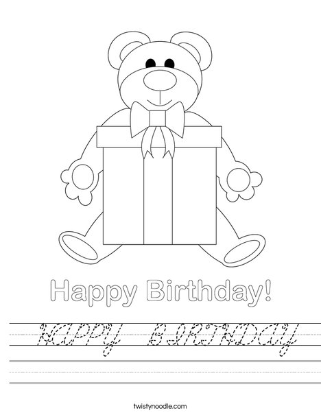 Birthday Bear Worksheet