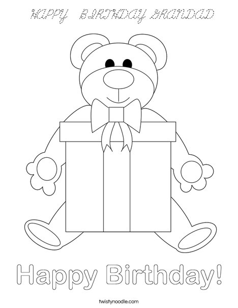 Birthday Bear Coloring Page