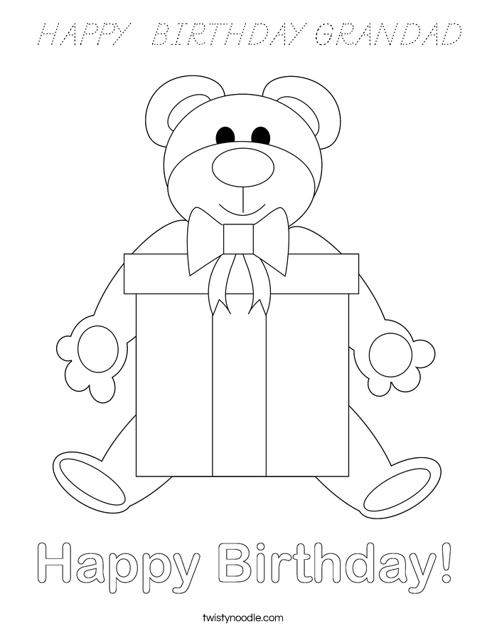  HAPPY  BIRTHDAY GRANDAD Coloring Page