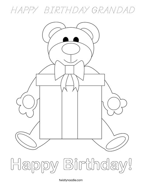 Birthday Bear Coloring Page