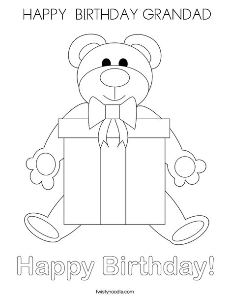 Birthday Bear Coloring Page