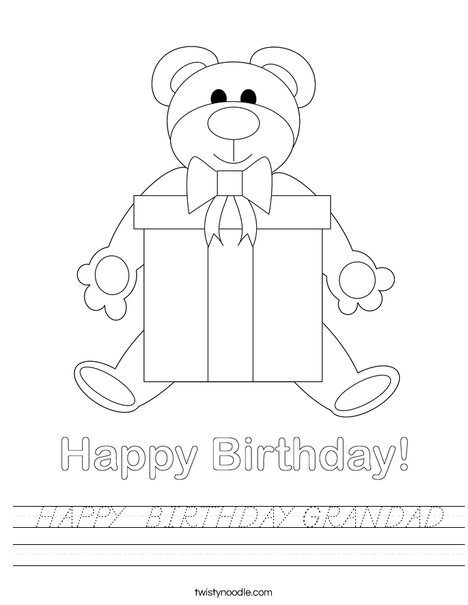 Birthday Bear Worksheet