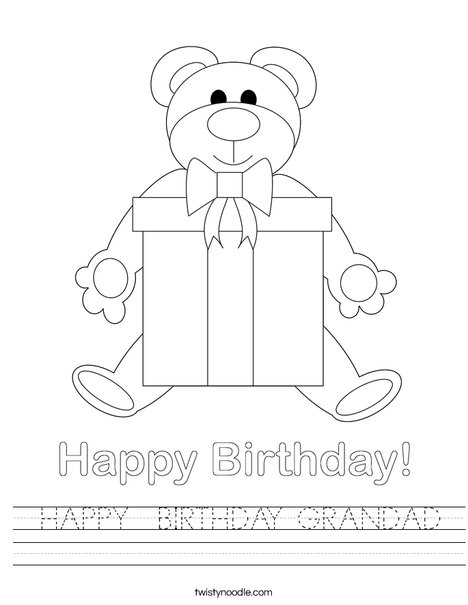 Birthday Bear Worksheet