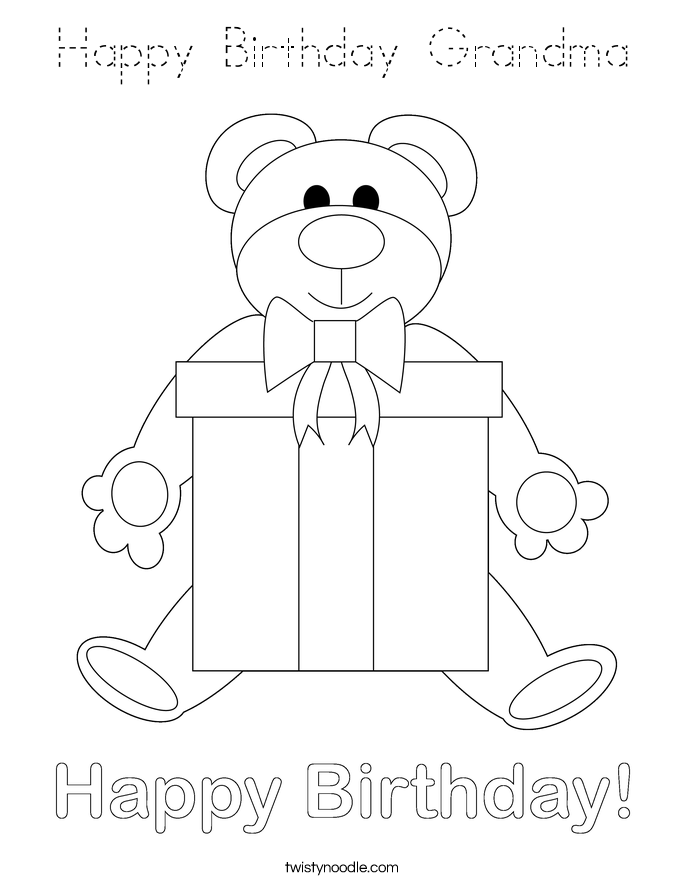 Happy Birthday Grandma Coloring Page