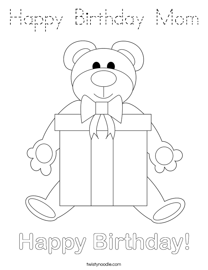 Happy Birthday Mom Coloring Page