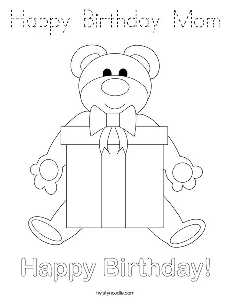 Birthday Bear Coloring Page