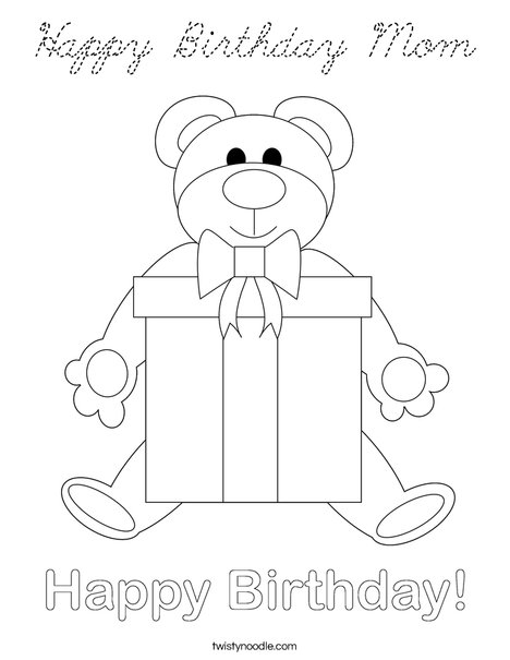 Birthday Bear Coloring Page