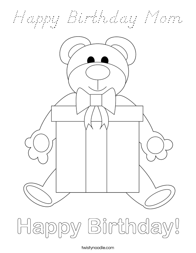 Happy Birthday Mom Coloring Page