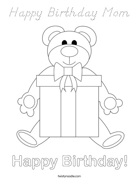 Birthday Bear Coloring Page