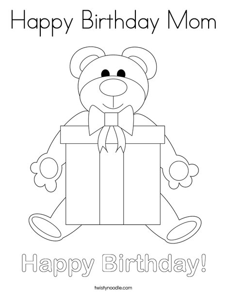 Birthday Bear Coloring Page