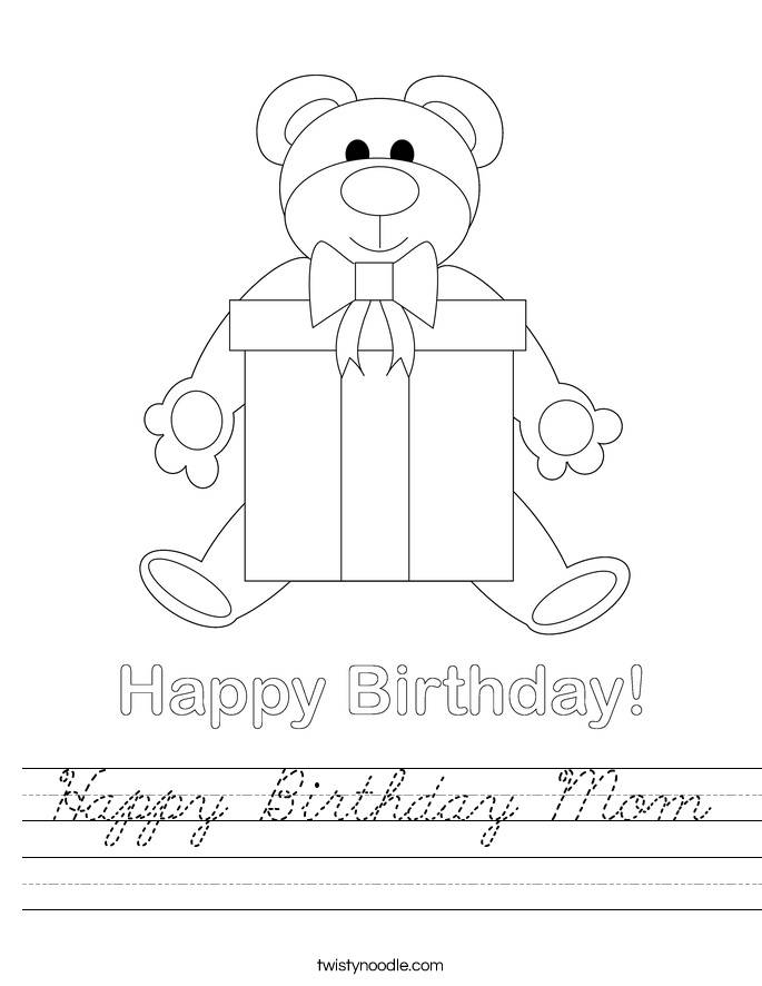 Happy Birthday Mom Worksheet