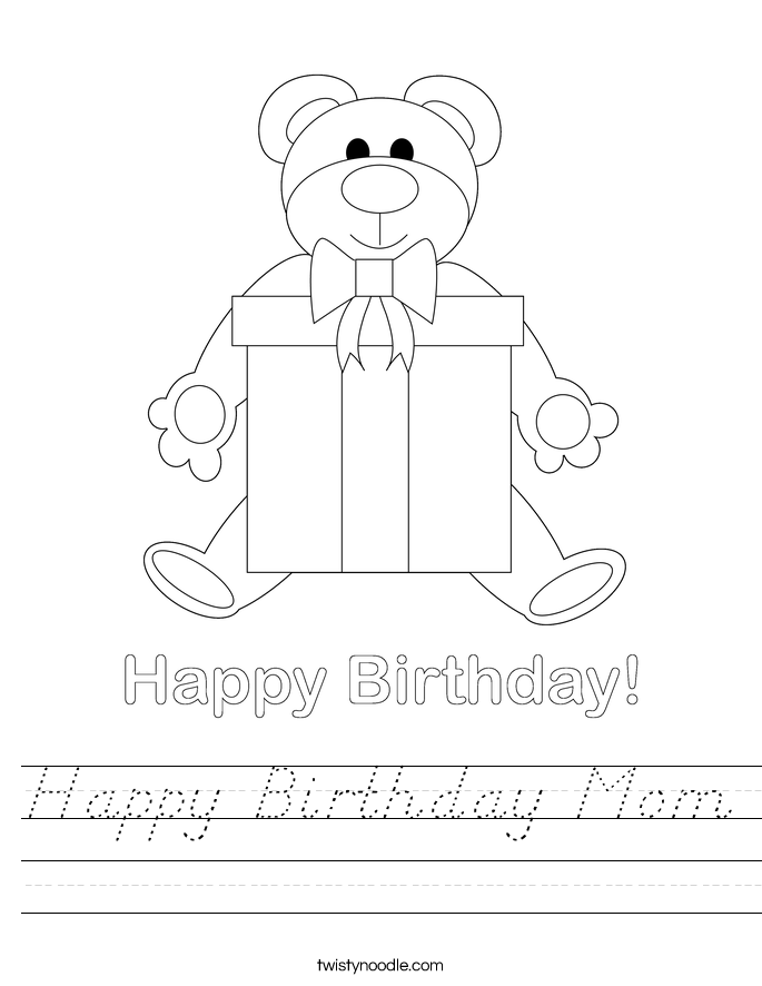 Happy Birthday Mom Worksheet