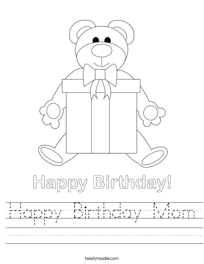 Happy Birthday Mom Worksheet