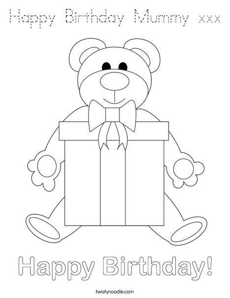 Birthday Bear Coloring Page