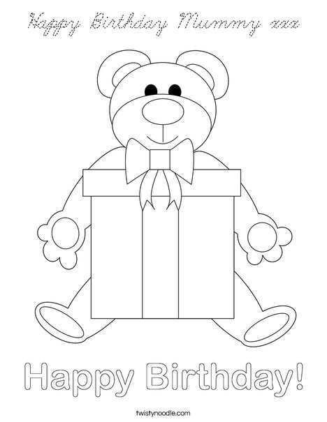 Birthday Bear Coloring Page