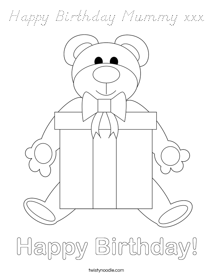 Happy Birthday Mummy xxx Coloring Page