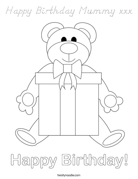 Birthday Bear Coloring Page