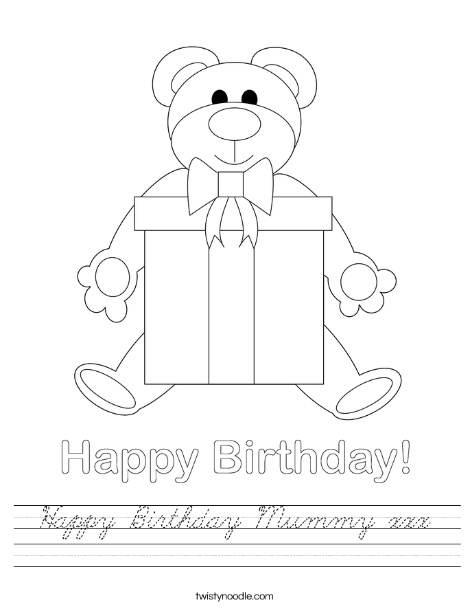 Happy Birthday Mummy xxx Worksheet