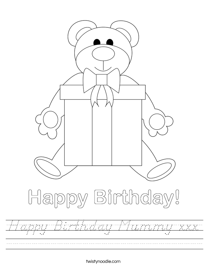 Happy Birthday Mummy xxx Worksheet