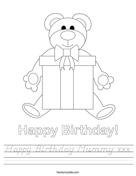 Birthday Bear Worksheet