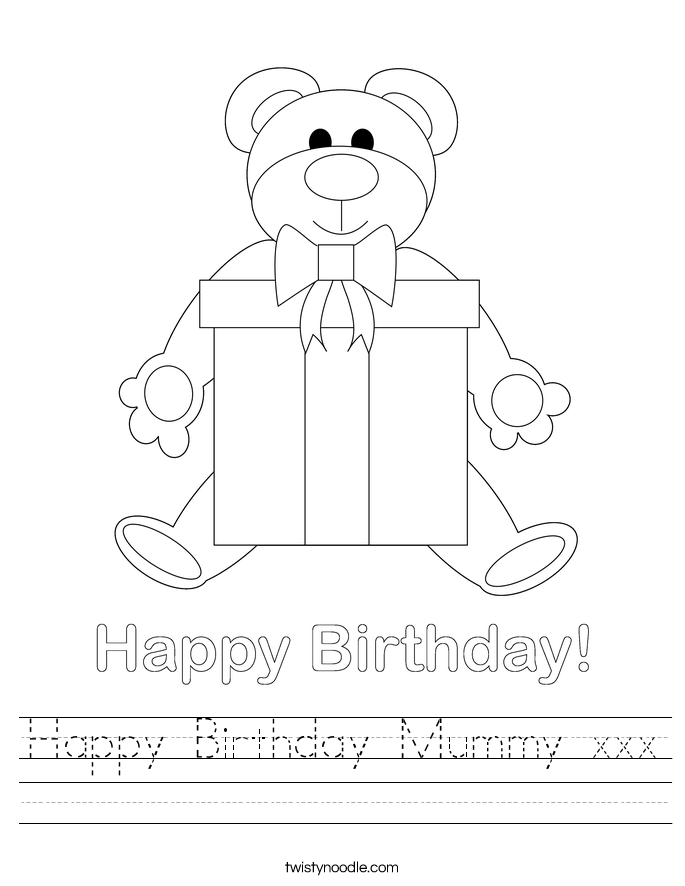 Happy Birthday Mummy xxx Worksheet
