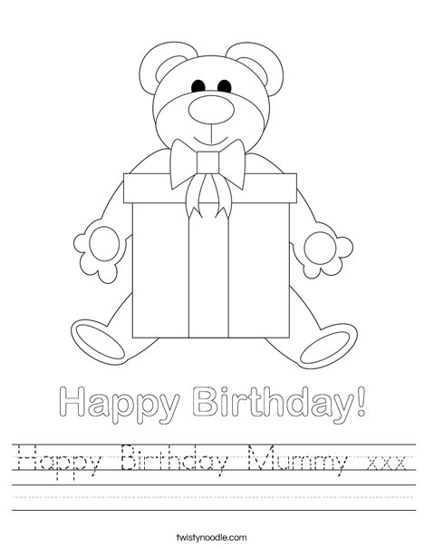 Birthday Bear Worksheet