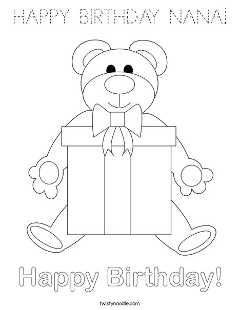 Birthday Bear Coloring Page