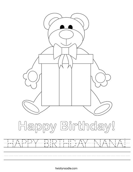 Birthday Bear Worksheet