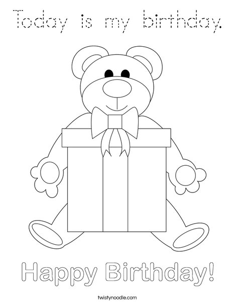 Birthday Bear Coloring Page