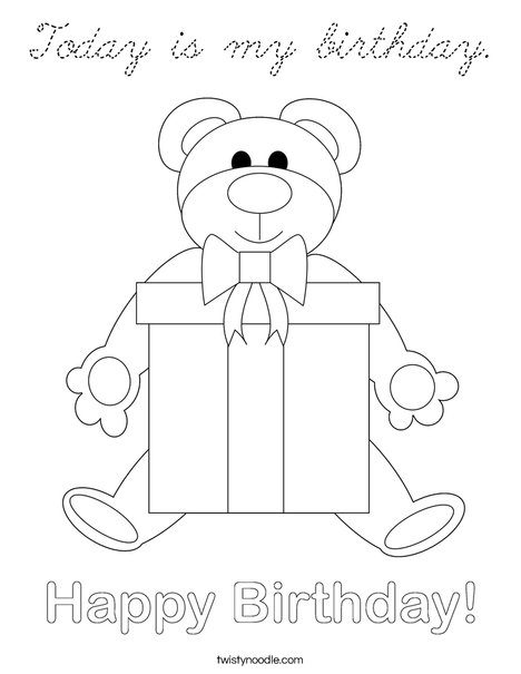 Birthday Bear Coloring Page