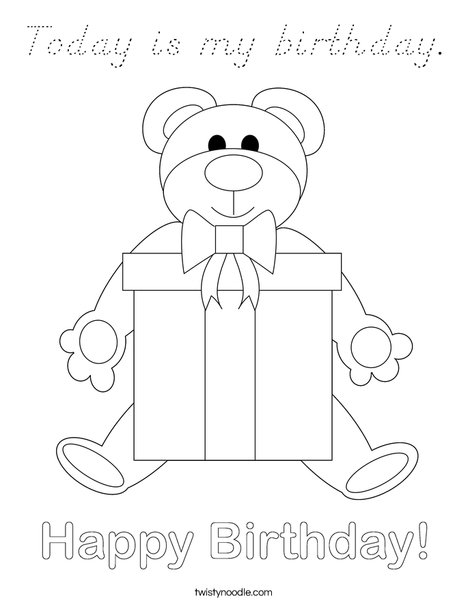 Birthday Bear Coloring Page