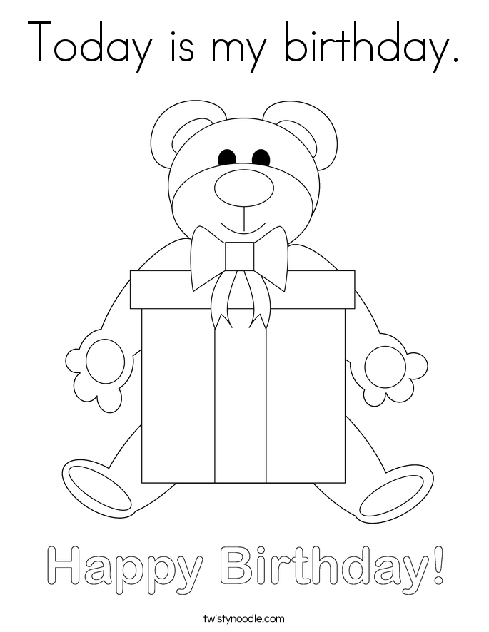 Today is my birthday. Coloring Page