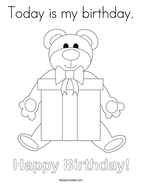 Birthday Bear Coloring Page