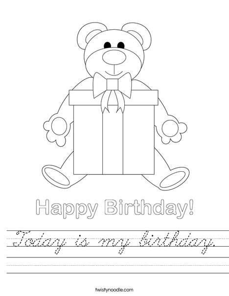 Birthday Bear Worksheet