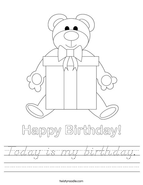 Birthday Bear Worksheet