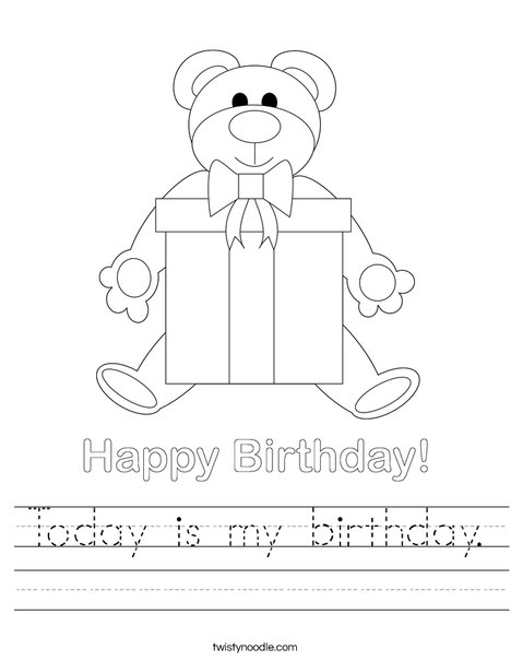 Birthday Bear Worksheet