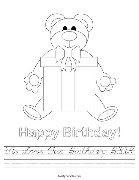 Birthday Bear Worksheet