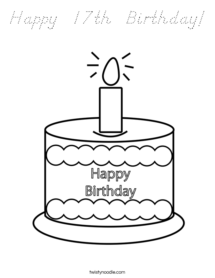 Happy  17th  Birthday! Coloring Page